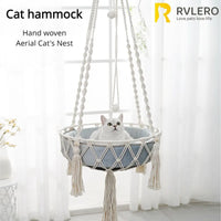 Hamac pour Chat Suspendu en Corde de Coton à Glands, 40 cm, avec ou sans Coussin en Peluche
