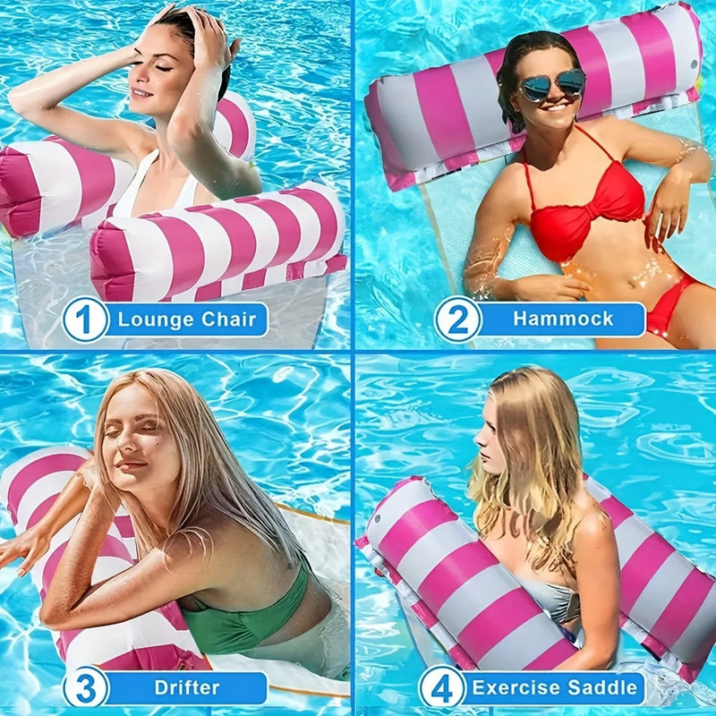 Hamac Gonflable de Piscine en PVC Épais avec Filet, 130 x 70 cm, Rose ou Bleu Ciel, vue 5