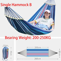 Hamac Rayé à Barre en Toile Coton et Polyester, 1 ou 2 Places, 200 cm, Sac de Rangement, vue 8