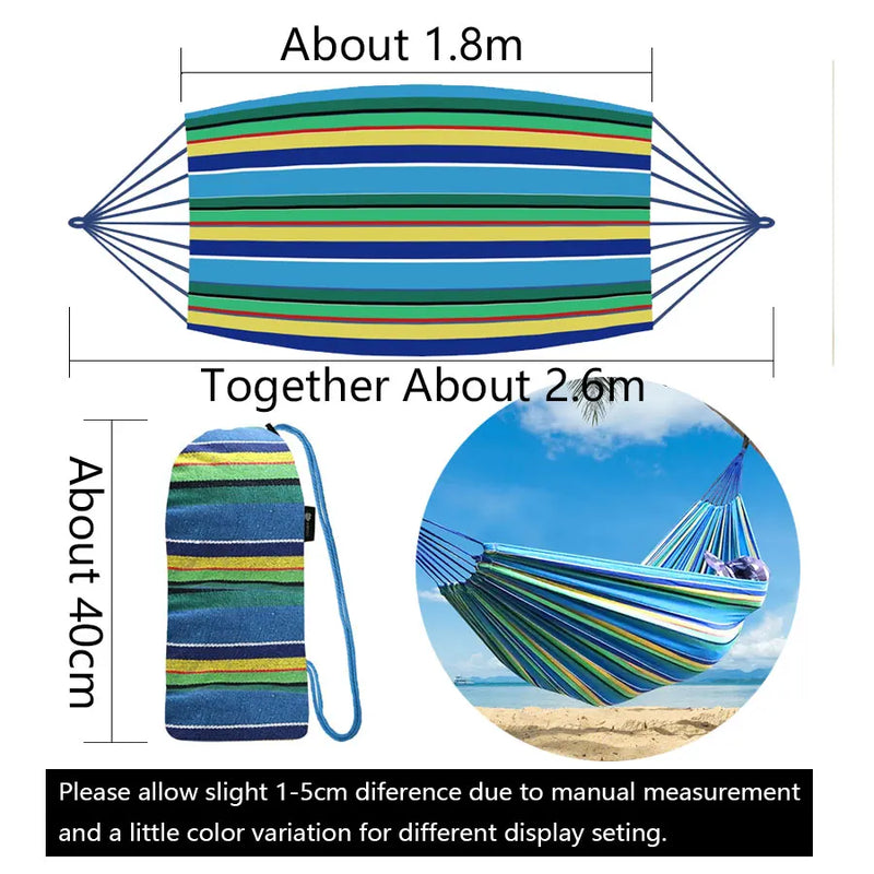 Hamac Rayé en Coton et Polyester, 1 Place, 180 cm, Rouge ou Bleu, vue 7