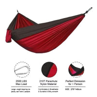 Hamac de Camping 1 Place en Nylon Bicolore, 270 x 140 cm, 7 Coloris, Mousquetons, vue 4