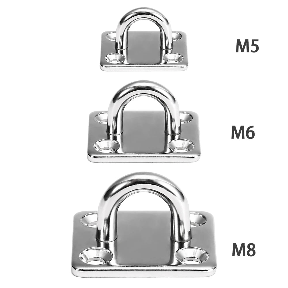 Platines à anneau en inox 304 pour hamac, M5 à M8, lot de 2, 5 ou 10
