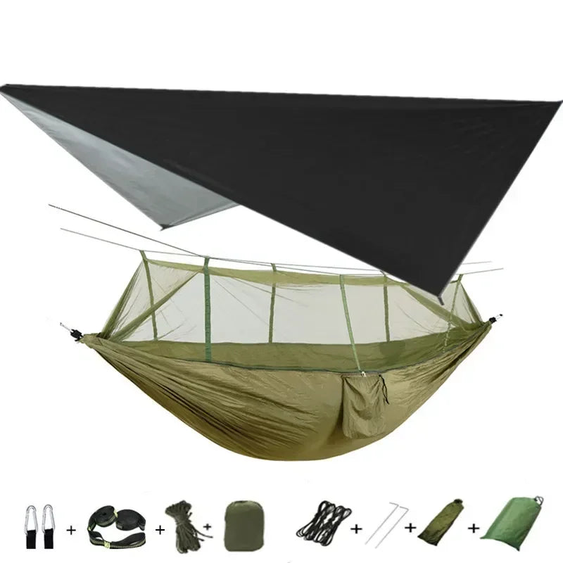 Hamac de Camping Double Moustiquaire, Bâche Imperméable et Sangles, 260 x 140 cm, vue 19