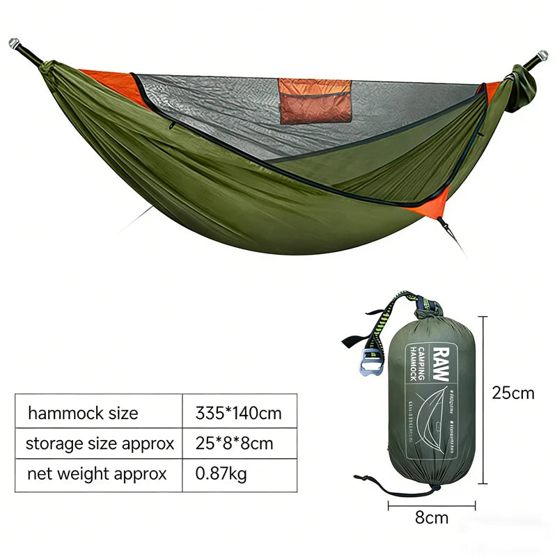 Hamac de Camping avec Moustiquaire à la Pièce, Bâche, Matelas et Sac de Couchage, vue 10