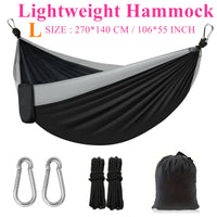 Hamac de camping léger en nylon, 220 x 90 cm ou 270 x 140 cm, sac et mousquetons, vue 12
