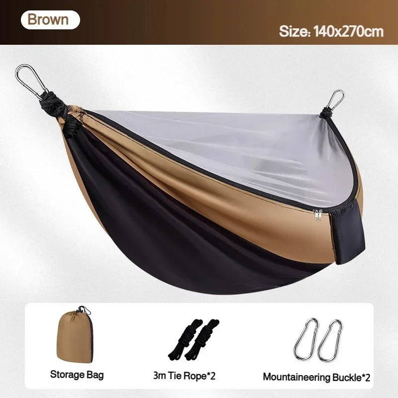 Hamac de Camping avec Moustiquaire Zippée, Polyester, 270 x 140 cm, vue 9