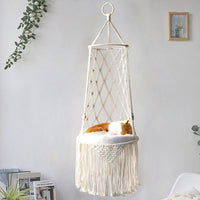 Hamac Chat Macramé Suspendu Bohème avec Coussin, 30 ou 40 cm, vue 6