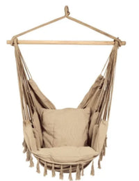Chaise Hamac Suspendue en Coton et Lin, Barre en Bois, 2 Coussins, vue 7