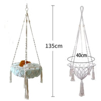 Hamac pour Chat Suspendu en Macramé de Coton Tressé Main, 40 cm, Coussin Rond en Option, vue 5