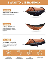 Hamac de Camping avec Moustiquaire Dôme et Pare-Soleil, 270 x 140 cm, Sous-Couette en Option, vue 3