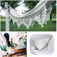 Hamac Macramé à Franges, Toile Blanc Cassé 200 x 100 cm, Charge Annoncée 120 kg, vue 2