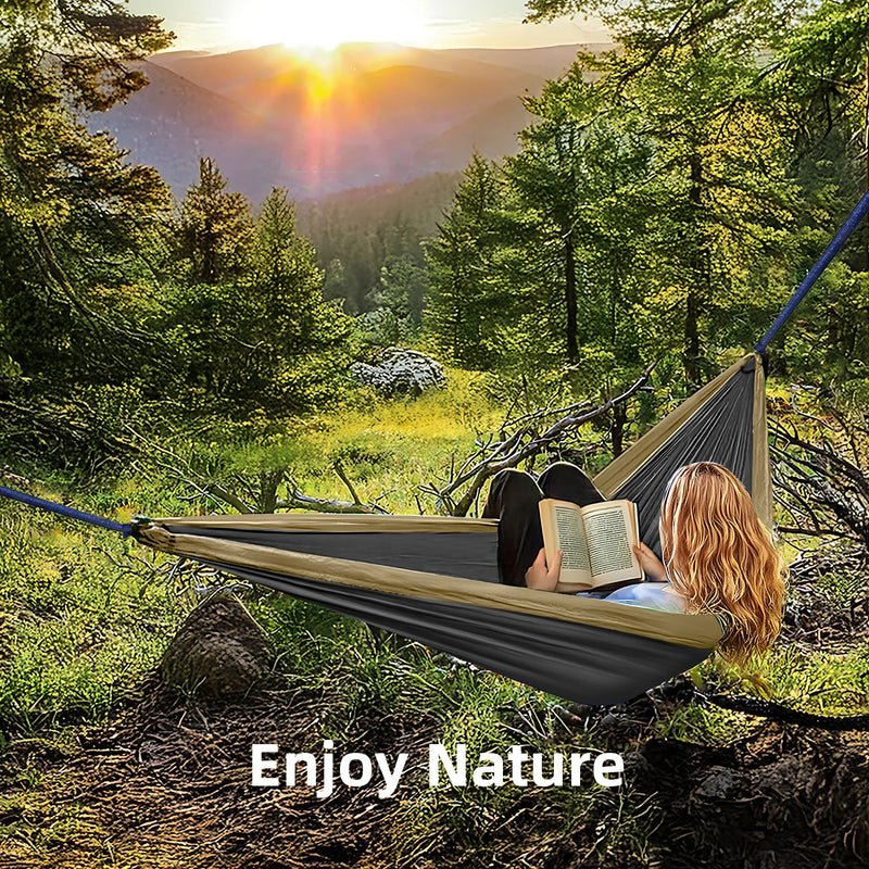 Hamac de Camping Portable en Nylon avec Sangles, Mousquetons et Sac, 4 Modèles de 250 x 120 à 300 x 200 cm, vue 3