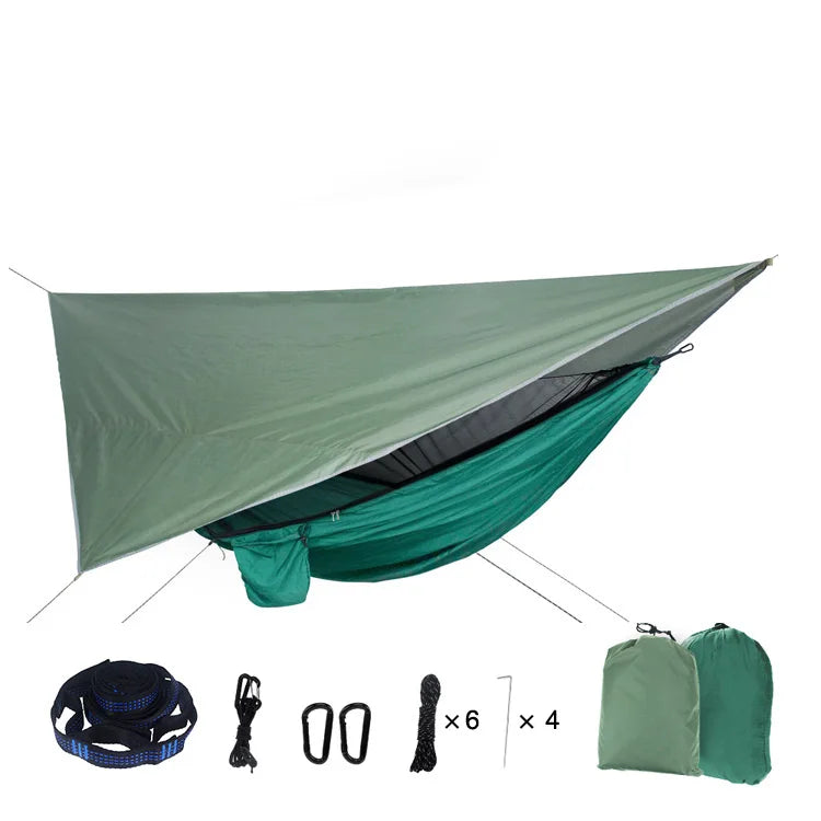 Hamac de Camping avec Moustiquaire et Bâche en Nylon Parachute, 290 x 140 cm, 1 Place, vue 8