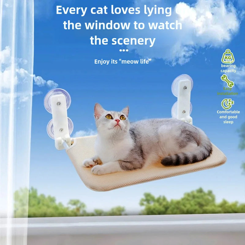 Hamac pour Chat de Fenêtre Pliable à Ventouses, Maille ou Peluche, 45 x 30 cm, vue 2