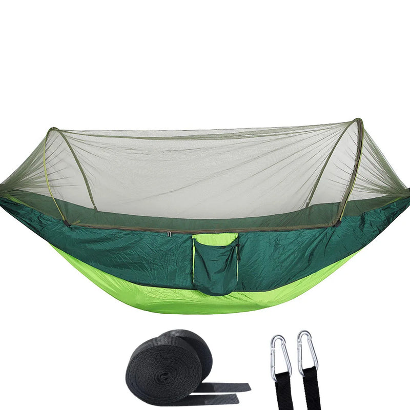 Hamac de Camping avec Moustiquaire Intégrée, Nylon Ultra-léger 720 g, Sangles et Mousquetons, vue 10