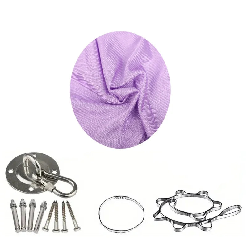Hamac Suspendu Élastique en Polyamide, 150 x 280 cm, Kit de Fixation, Yoga Aérien, vue 10