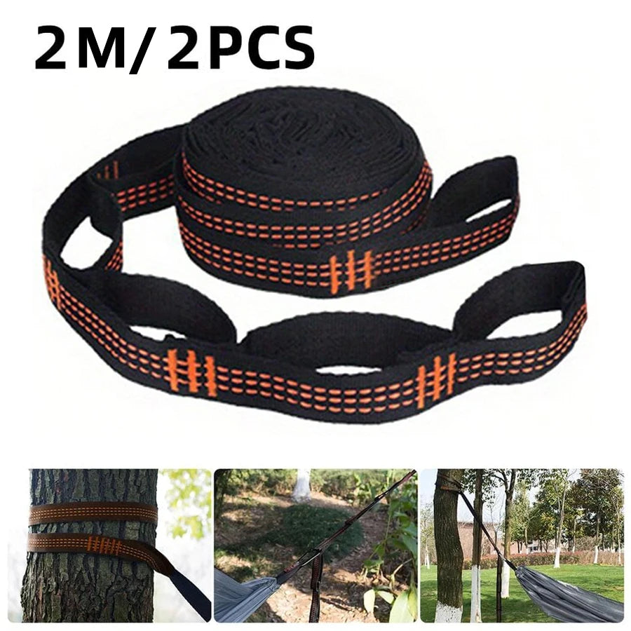Sangles d'Accroche Hamac Arbre 2 m, Lot de 2, Orange ou Bleu
