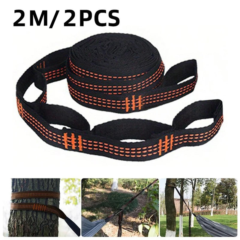 Sangles d'Accroche Hamac Arbre 2 m, Lot de 2, Orange ou Bleu