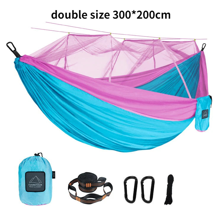 Hamac de Camping avec Moustiquaire en Nylon, 1 ou 2 Places, Sangles, vue 18