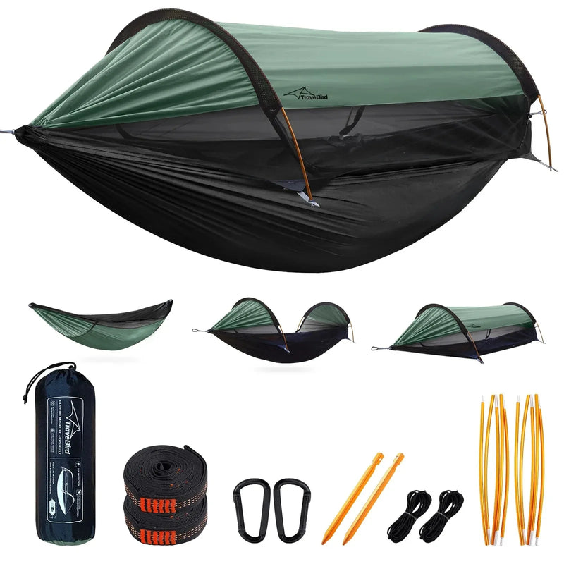 Hamac de Camping avec Moustiquaire Dôme et Pare-Soleil, 270 x 140 cm, Sous-Couette en Option, vue 6